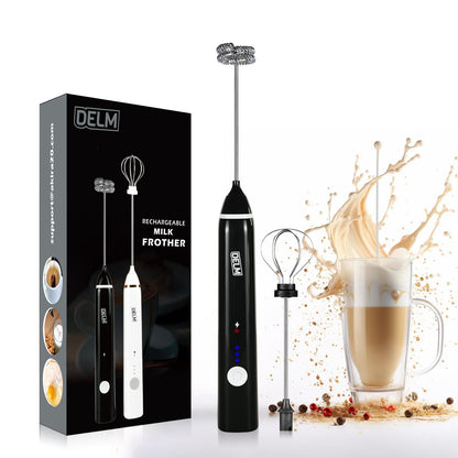 DELM Electric Milk Frother, Coffee Frother, Rechargeable, Drink Mixer, Handheld Frother, Mixer, Merengue Power, Kitchen Aid, Hand Mixer, Electric Mixer, USB Rechargeable, Bulletproof