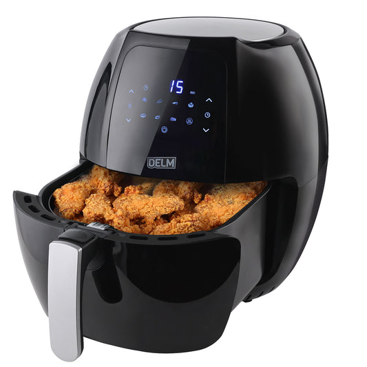 DELM Air Fryer Electric Hot Oven Oilless Cooker,Digital Screen with 8 Functions,Preheat and Shake Reminder, Nonstick Basket, 6.3 QT- recipes included!